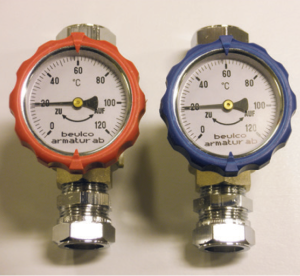 Kogelkraan met thermometer Rood